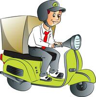 Vector of delivery boy on scooter.