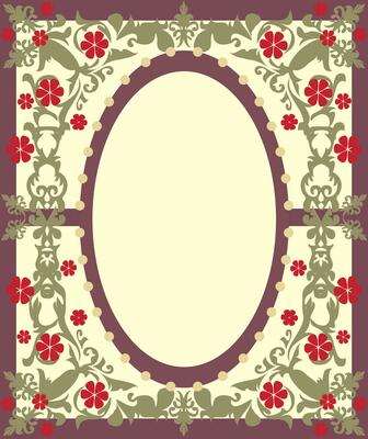 Vintage invitation card with ornate elegant retro abstract floral design