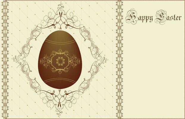 Vintage easter invitation card with ornate elegant abstract floral design