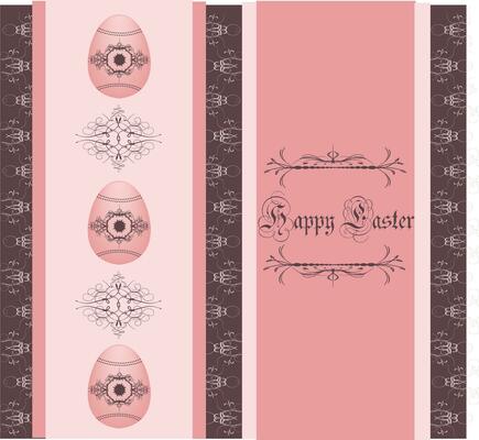 Vintage easter invitation card with ornate elegant abstract floral design