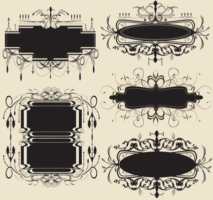 Vintage labels with ornate elegant abstract floral design