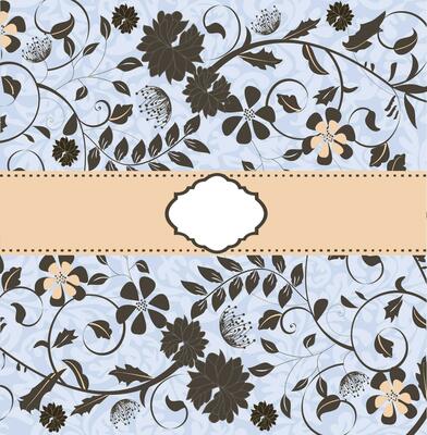Vintage invitation card with ornate elegant retro abstract floral design