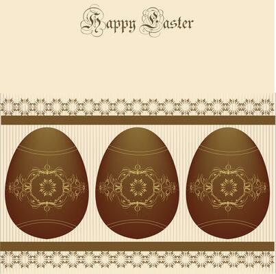 Vintage easter invitation card with ornate elegant abstract floral design