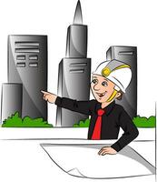 Vector of engineer pointing at site.