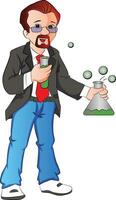 Vector of scientist with testtube and beaker.