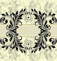 Vintage invitation card with ornate elegant abstract floral design vector