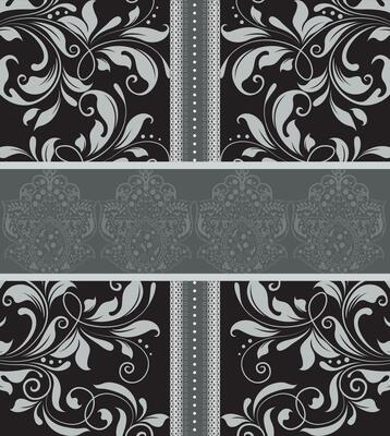 Vintage invitation card with ornate elegant abstract floral design