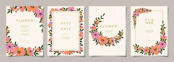 floral modelo conjunto para póster, tarjeta, cubrir, etiqueta, bandera, invitación en hermosa lujo botánico estilo y elegante jardín vector diseño plantillas con flores y plantas.