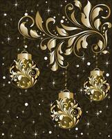 Vintage Christmas card with ornate elegant abstract floral design vector
