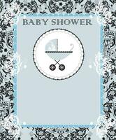 Vintage baby shower invitation card with ornate elegant abstract floral design vector