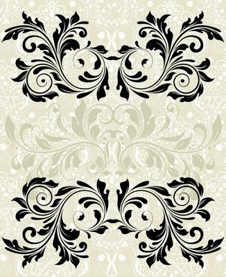 Vintage invitation card with ornate elegant abstract floral design