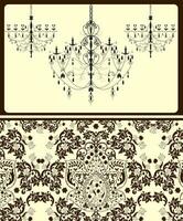 Vintage  invitation card with ornate elegant abstract floral design vector