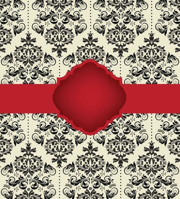 Vintage invitation card with ornate elegant abstract floral design
