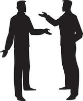 silueta de dos hombres hablando, ilustración vector