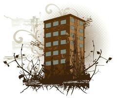 Brown building, illustration vector