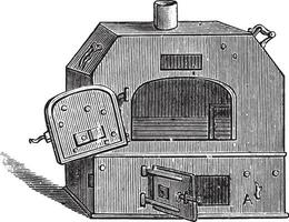 Portable oven, vintage engraving. vector