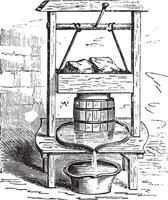 A cheese press, vintage engraving. vector