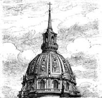 Dome of invalides, vintage engraving. vector