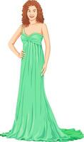 Vector of beautiful woman in gown.