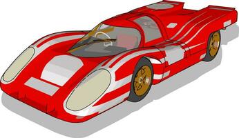 Red racing car, illustration, vector on white background.