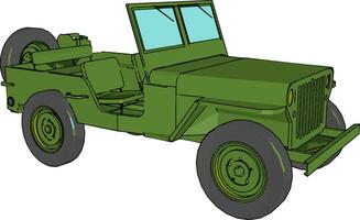 Jeep militar verde, ilustración, vector sobre fondo blanco.