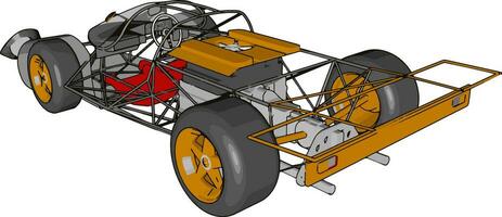 extraño coche de carreras, ilustración, vector sobre fondo blanco.