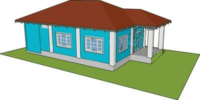 Prefabricated house, illustration, vector on white background.