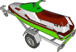 Green jetski, illustration, vector on white background.