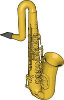 Saxofón amarillo, ilustración, vector sobre fondo blanco.