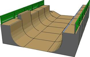 Big skatepark, illustration, vector on white background.