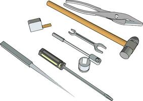 múltiples herramientas, ilustración, vector sobre fondo blanco.