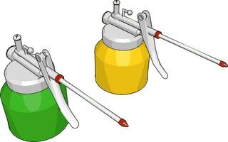 Green and yellow welding machine, illustration, vector on white background.
