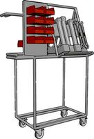 Carts with tools, illustration, vector on white background.