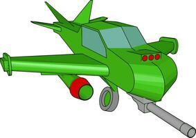 Green aircraft toy, illustration, vector on white background.