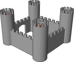 Small open castle vector or color illustration