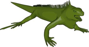 Green wild reptile vector or color illustration