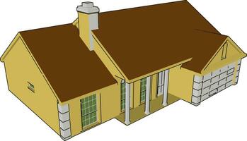 V shaped roof house vector or color illustration