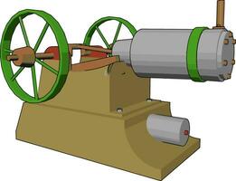 Manually operated engine machine vector or color illustration