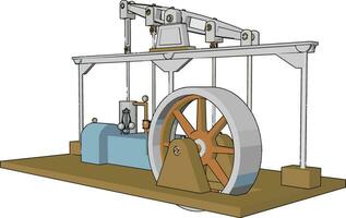 Machine Steam engine vector or color illustration