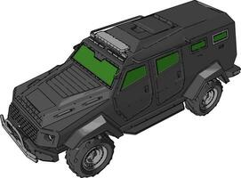 Military light utility vehicle vector or color illustration