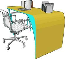 An office chair and table vector or color illustration