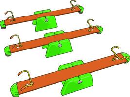 Three seesaw toy cartoon vector or color illustration