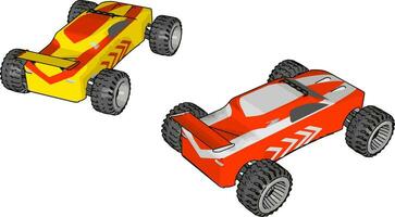 Little plastic car vector or color illustration