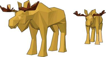 Two yellow reindeer toy vector or color illustration