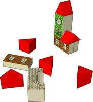 Blocks House toy vector or color illustration