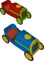 Two attractive toy cars vector or color illustration