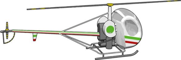 Grey helicopter with green and red stripes vector illustration on white background