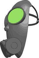 Grey gas mask with green detailes vector illustration on white background