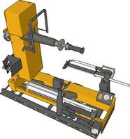 Vector illustration of  an yellow bore lathe white background