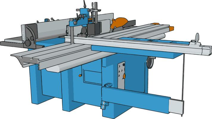 3D vector illustration of an industrial power press machine white background